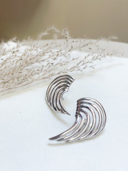 Vintage Silver Wing Stud Earrings