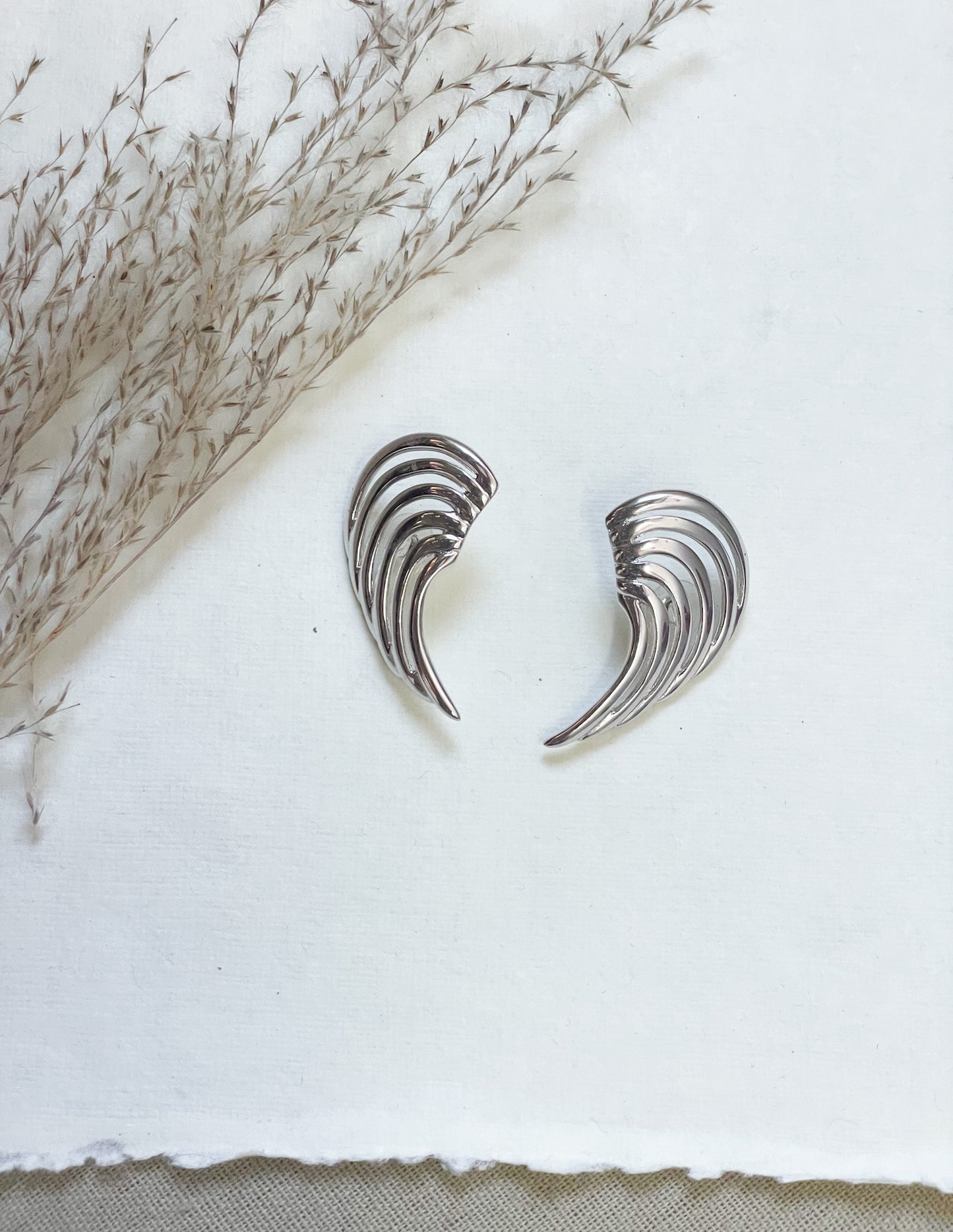 Vintage Silver Wing Stud Earrings