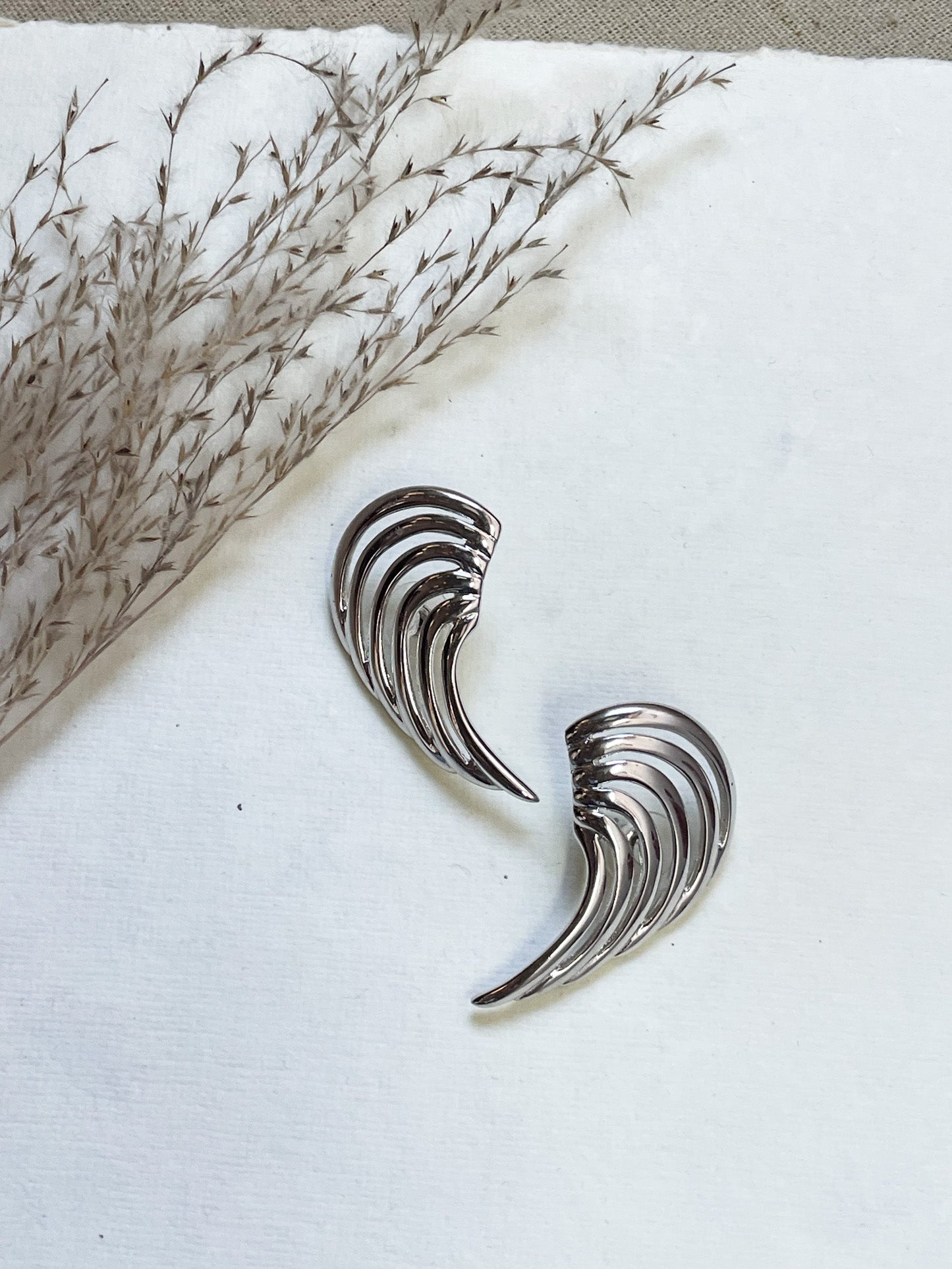 Vintage Silver Wing Stud Earrings