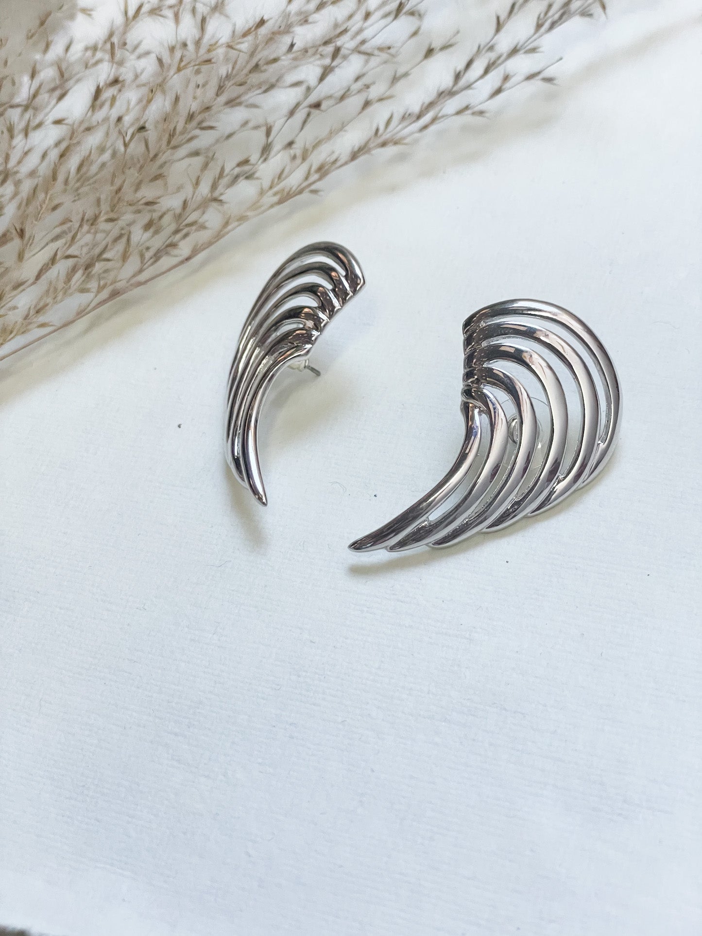 Vintage Silver Wing Stud Earrings