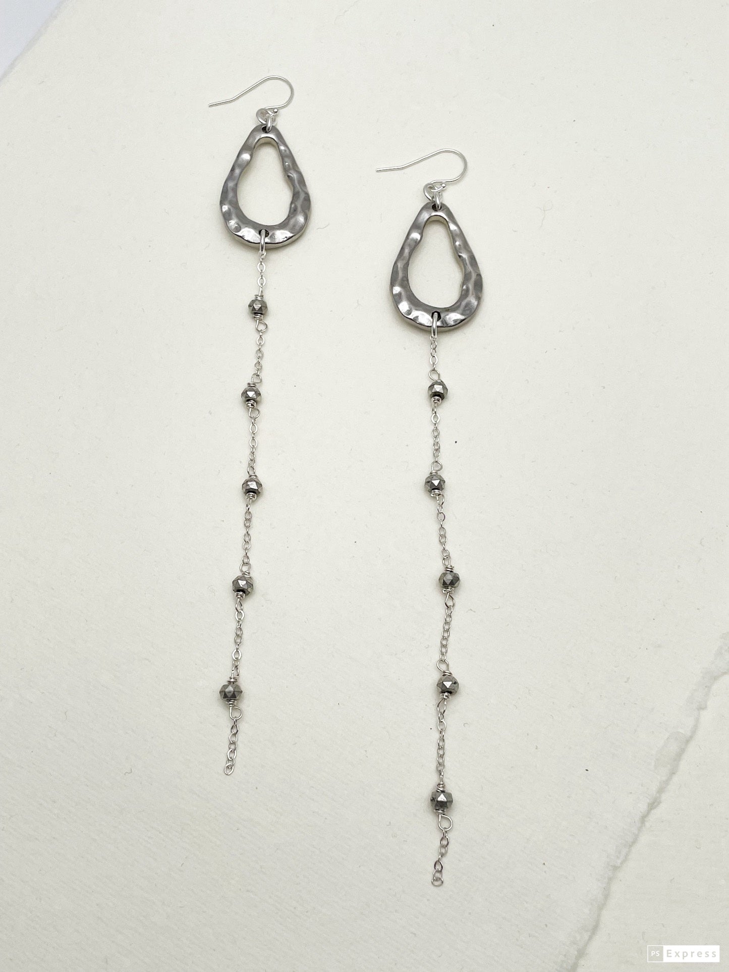 Long Beaded Drop Chain Earrings