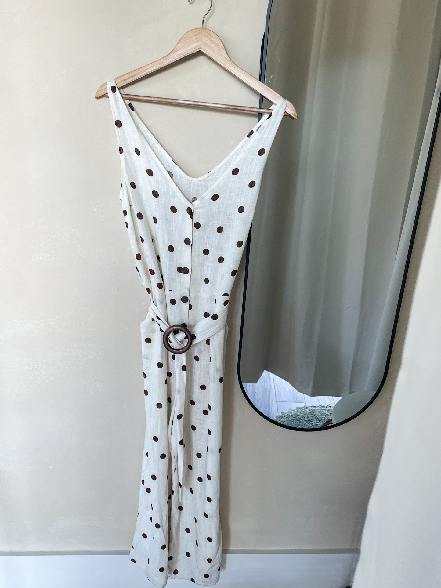 White ands Brown Polka Dot Jumpsuit