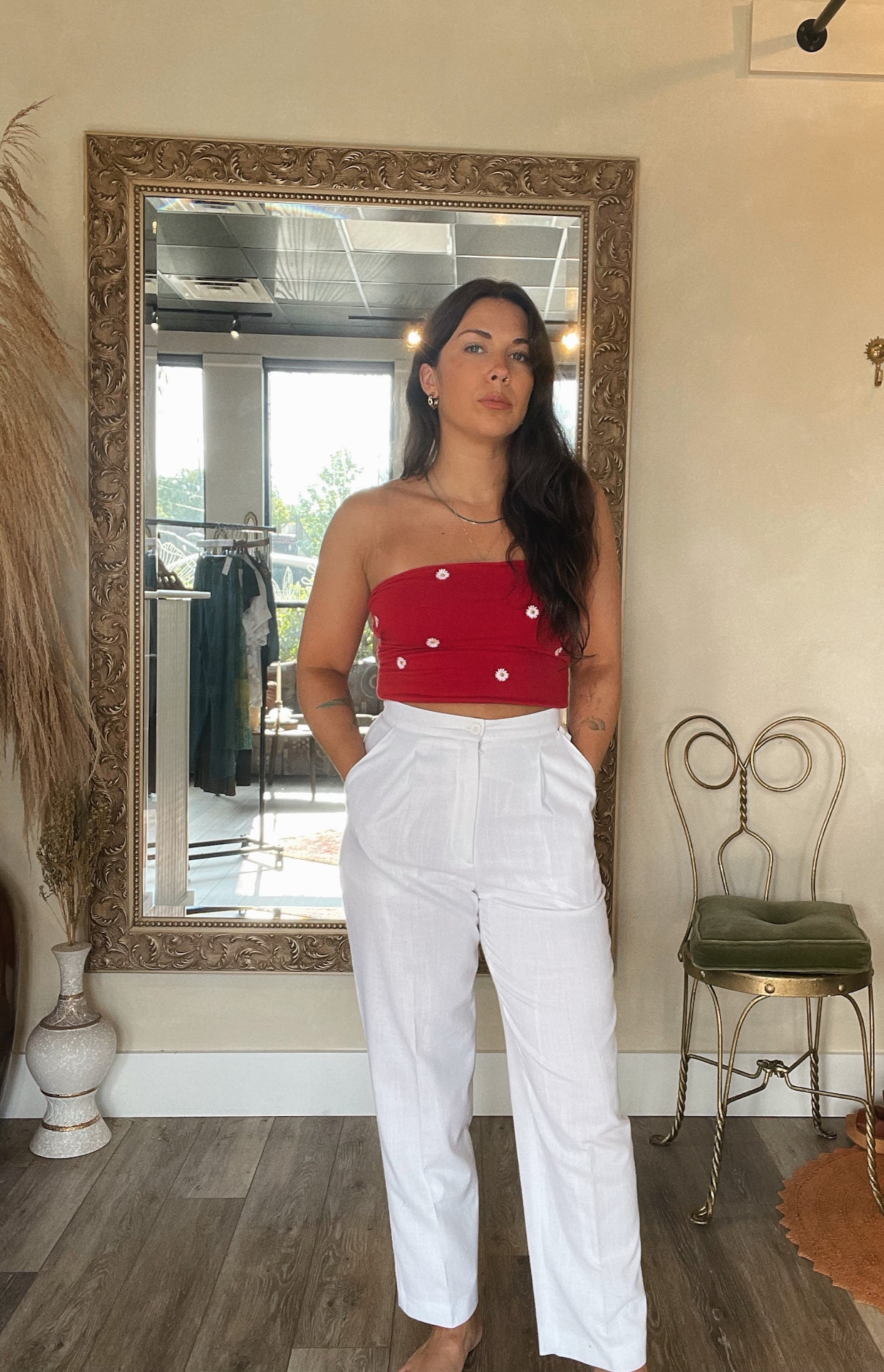 Vintage White High Waisted Trousers