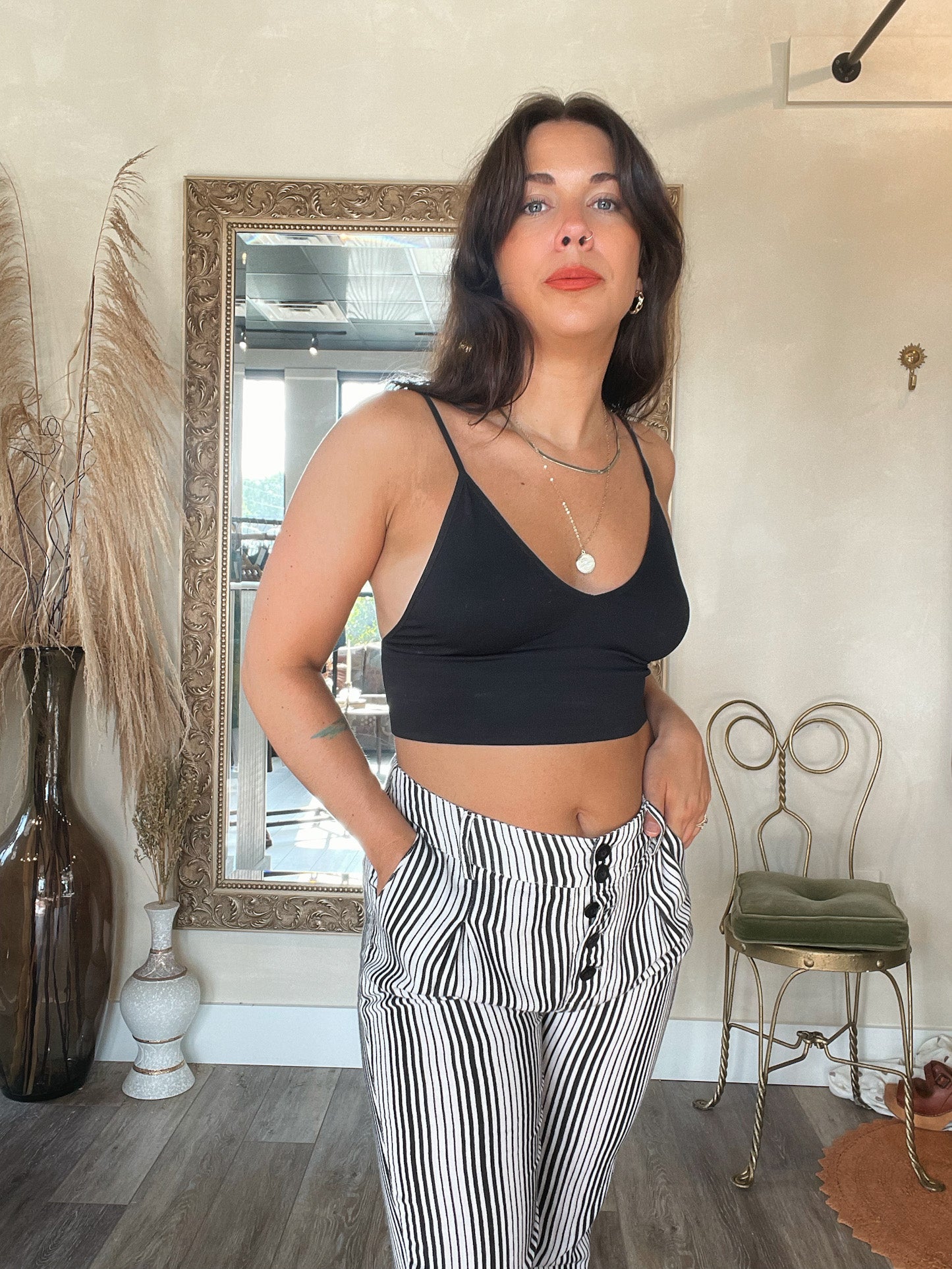 Black and White Striped Pants