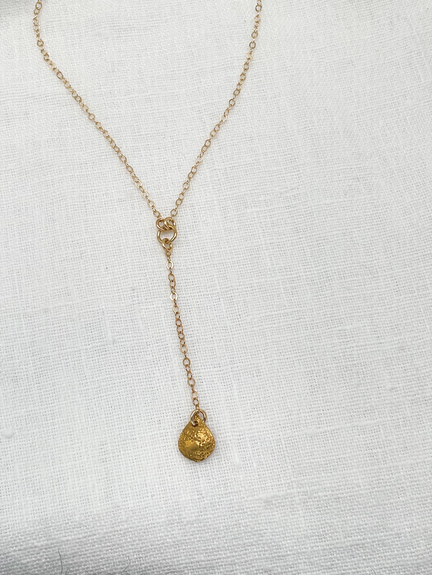 Single Gold Teardrop Lariat