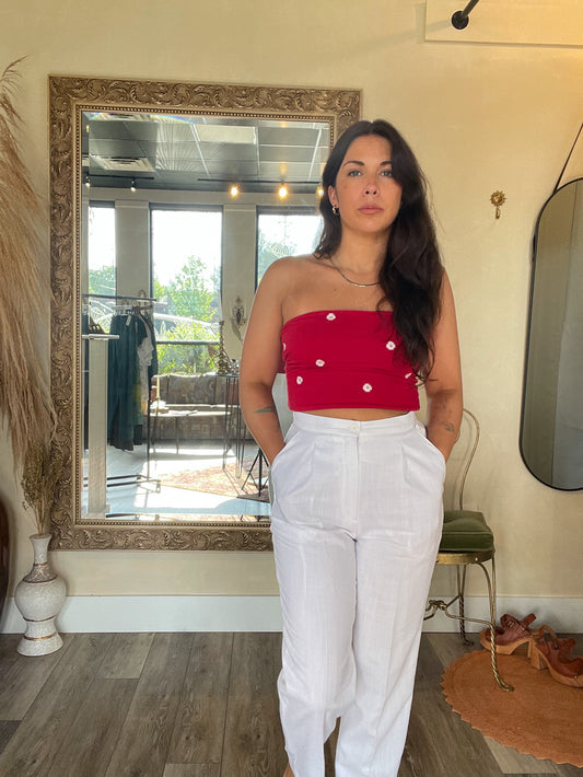 Vintage White High Waisted Trousers