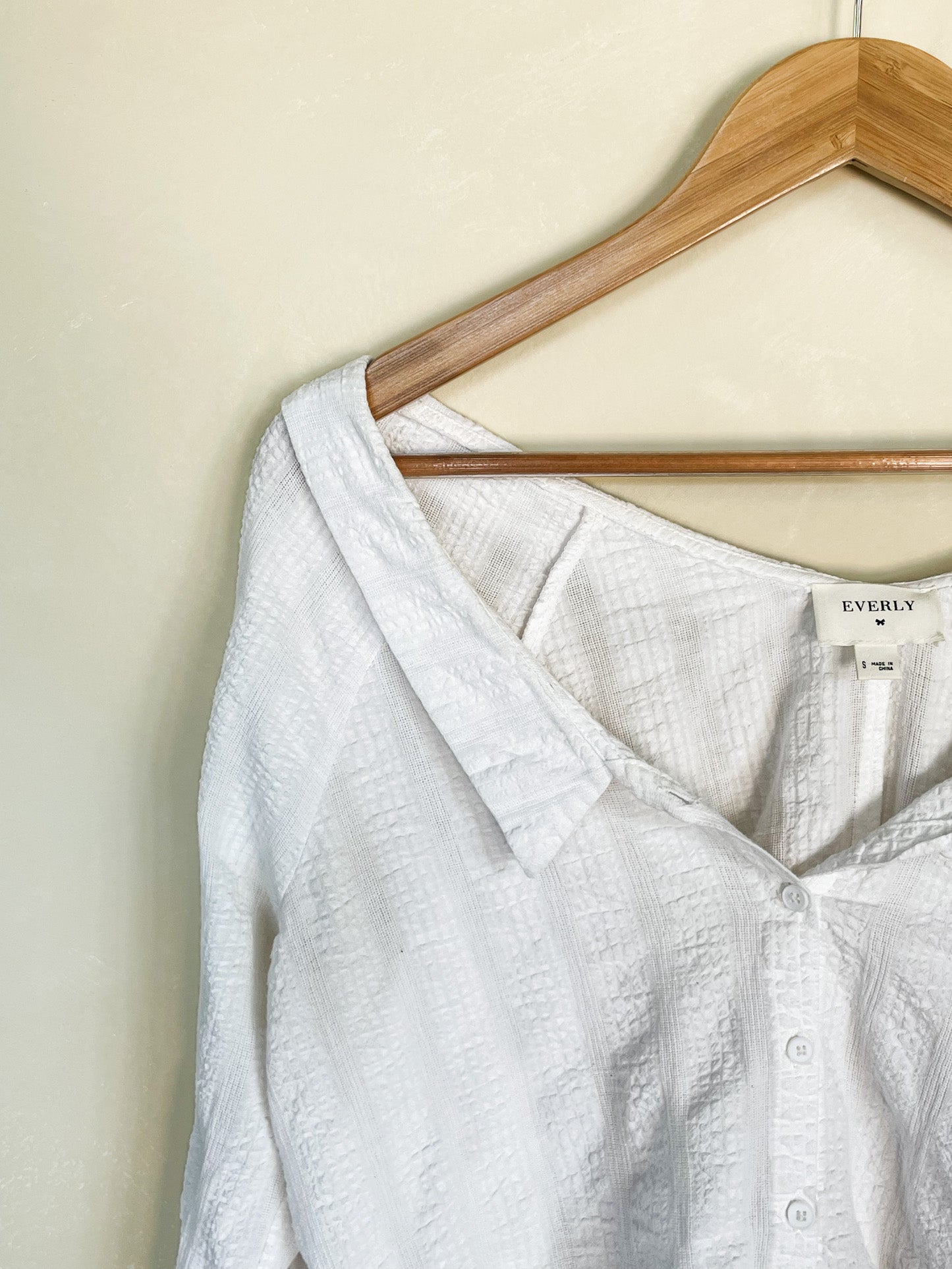 White Textured Button Down