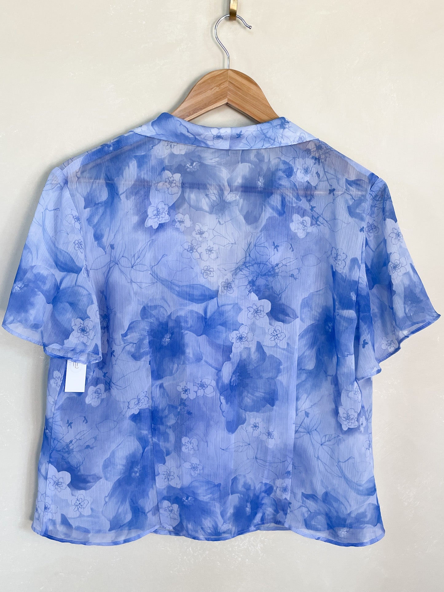 Vintage Sheer Blue Floral Blouse