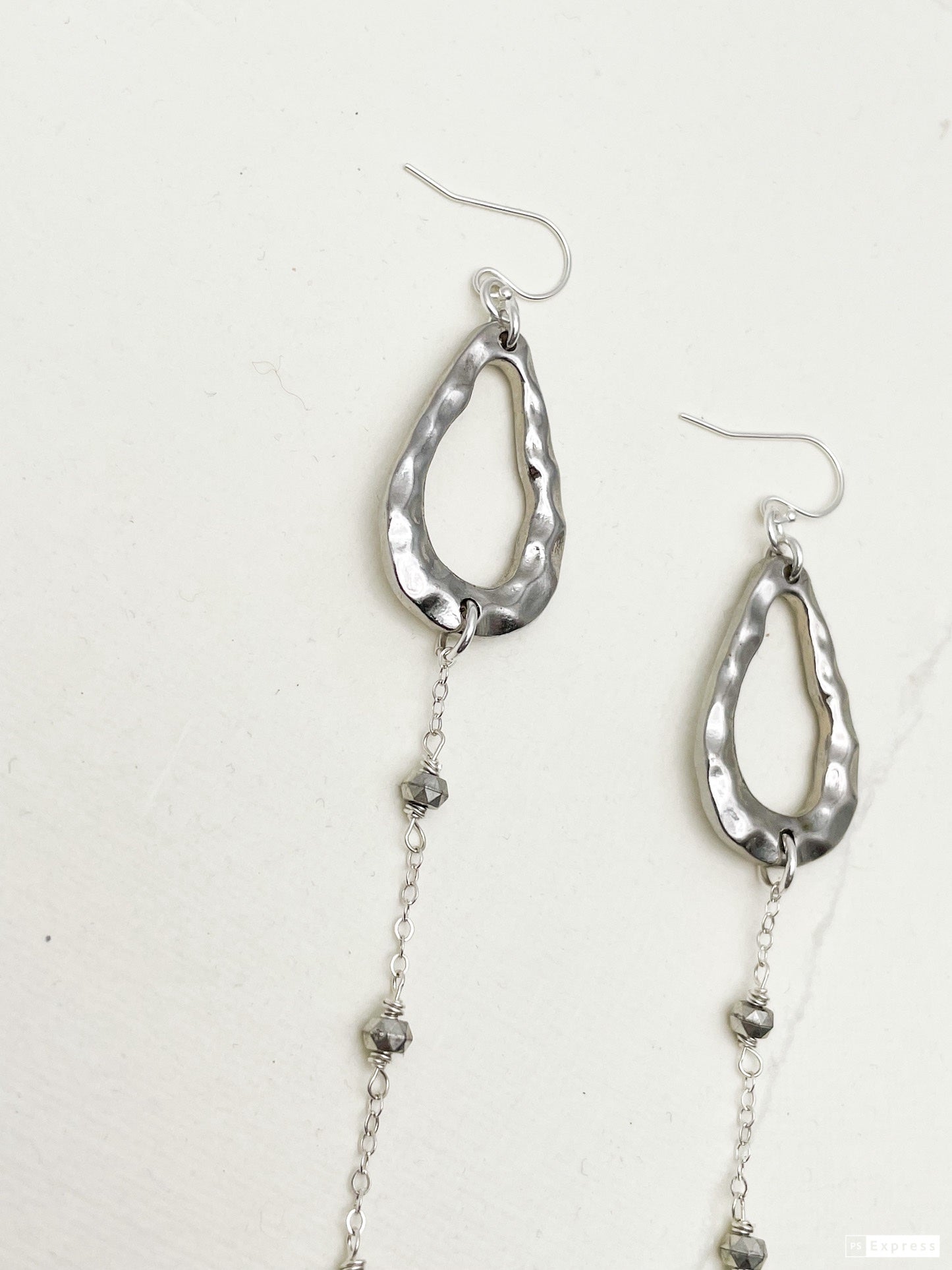 Long Beaded Drop Chain Earrings