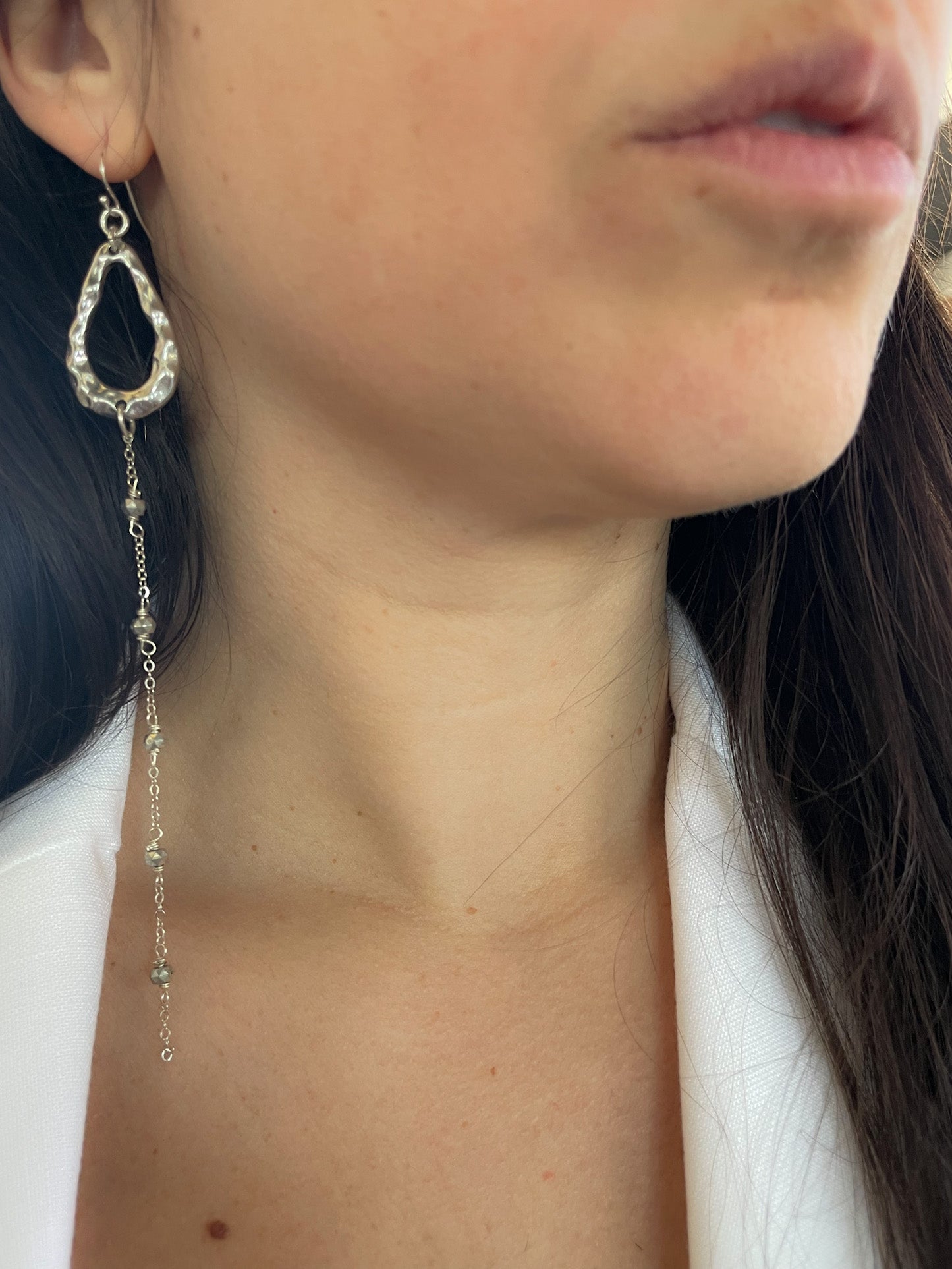 Long Beaded Drop Chain Earrings