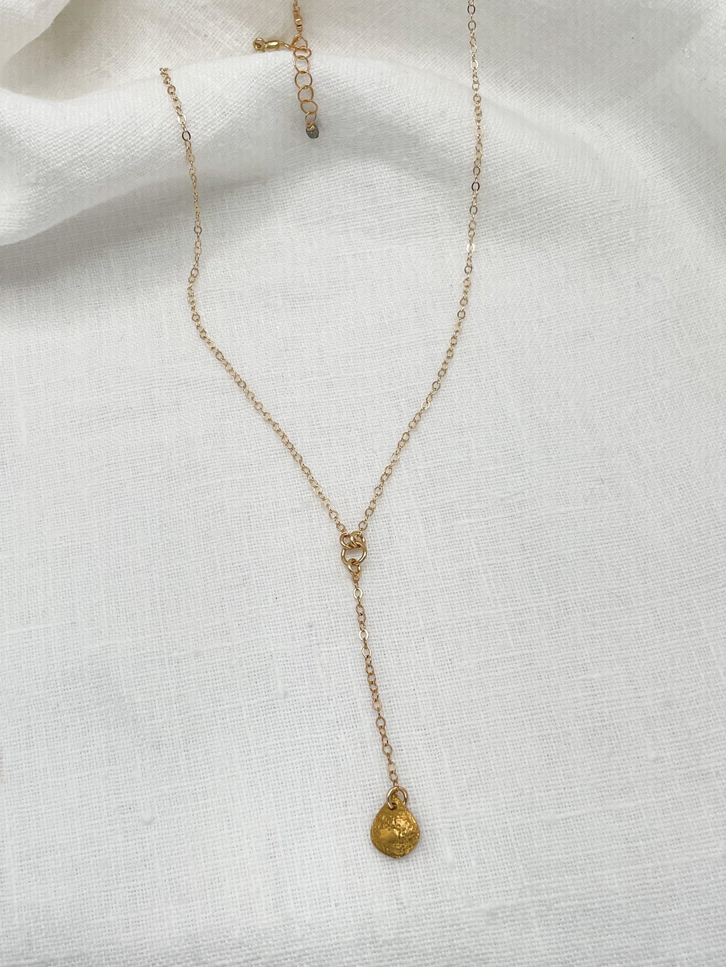 Single Gold Teardrop Lariat