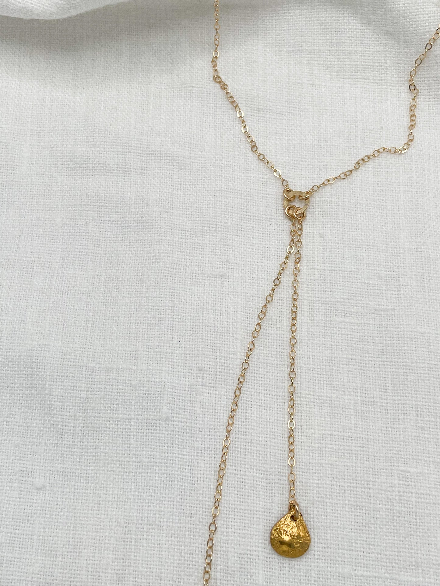 Double Gold Teardrop Lariat