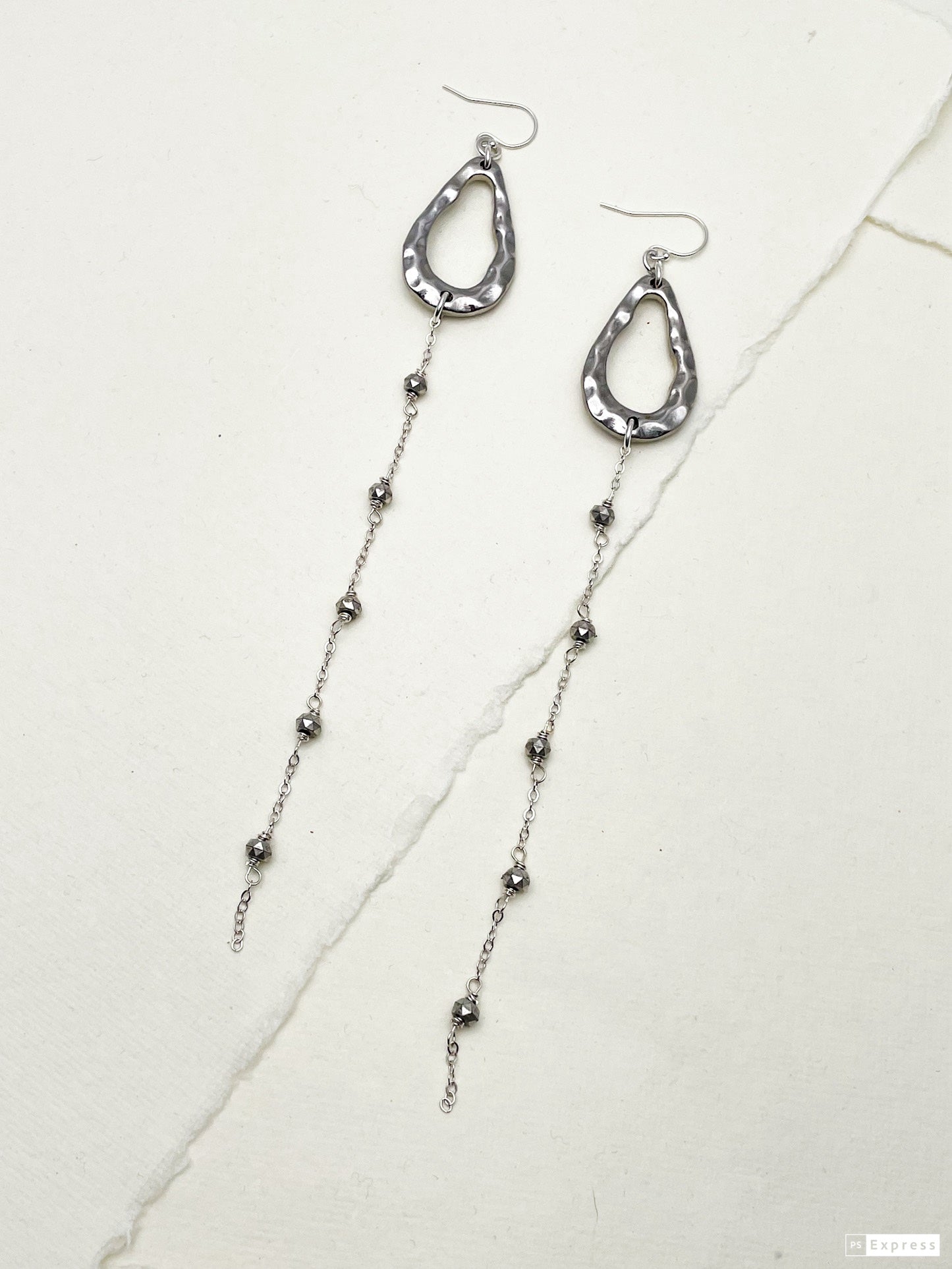 Long Beaded Drop Chain Earrings