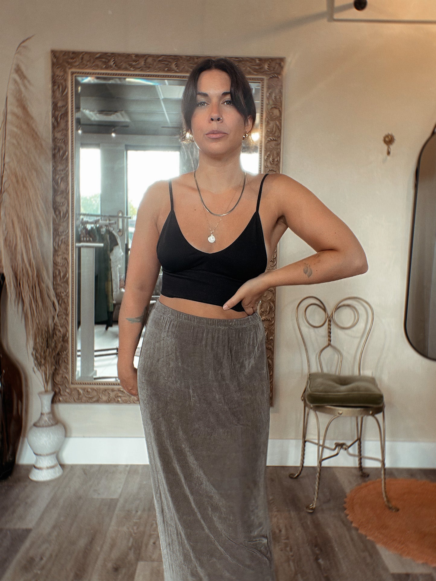 90s Metallic Maxi Skirt