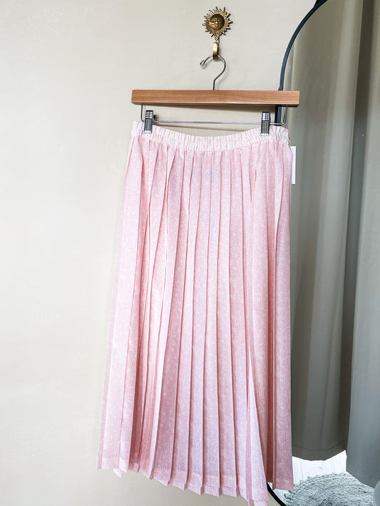 Vintage Pink Floral Pleated Skirt