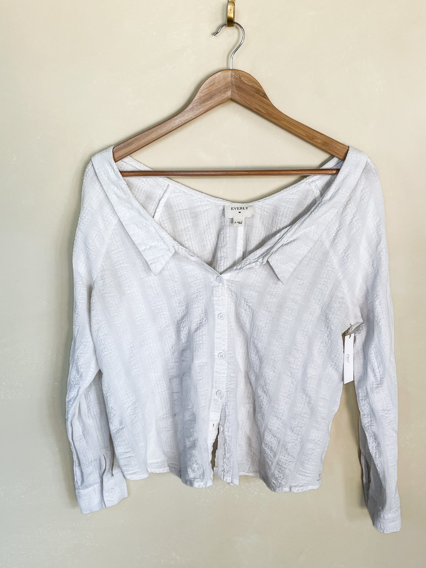 White Textured Button Down